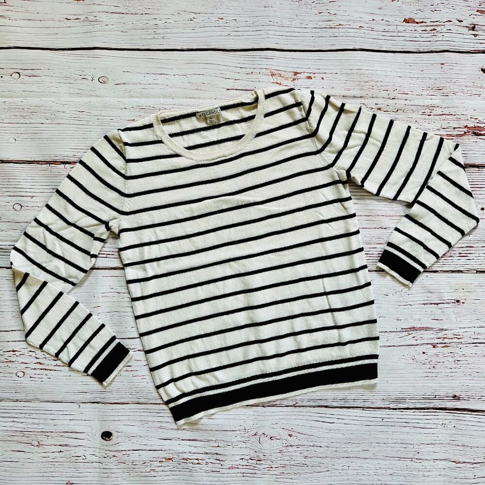 J. Crew Mercantile sweater top black and white stripes